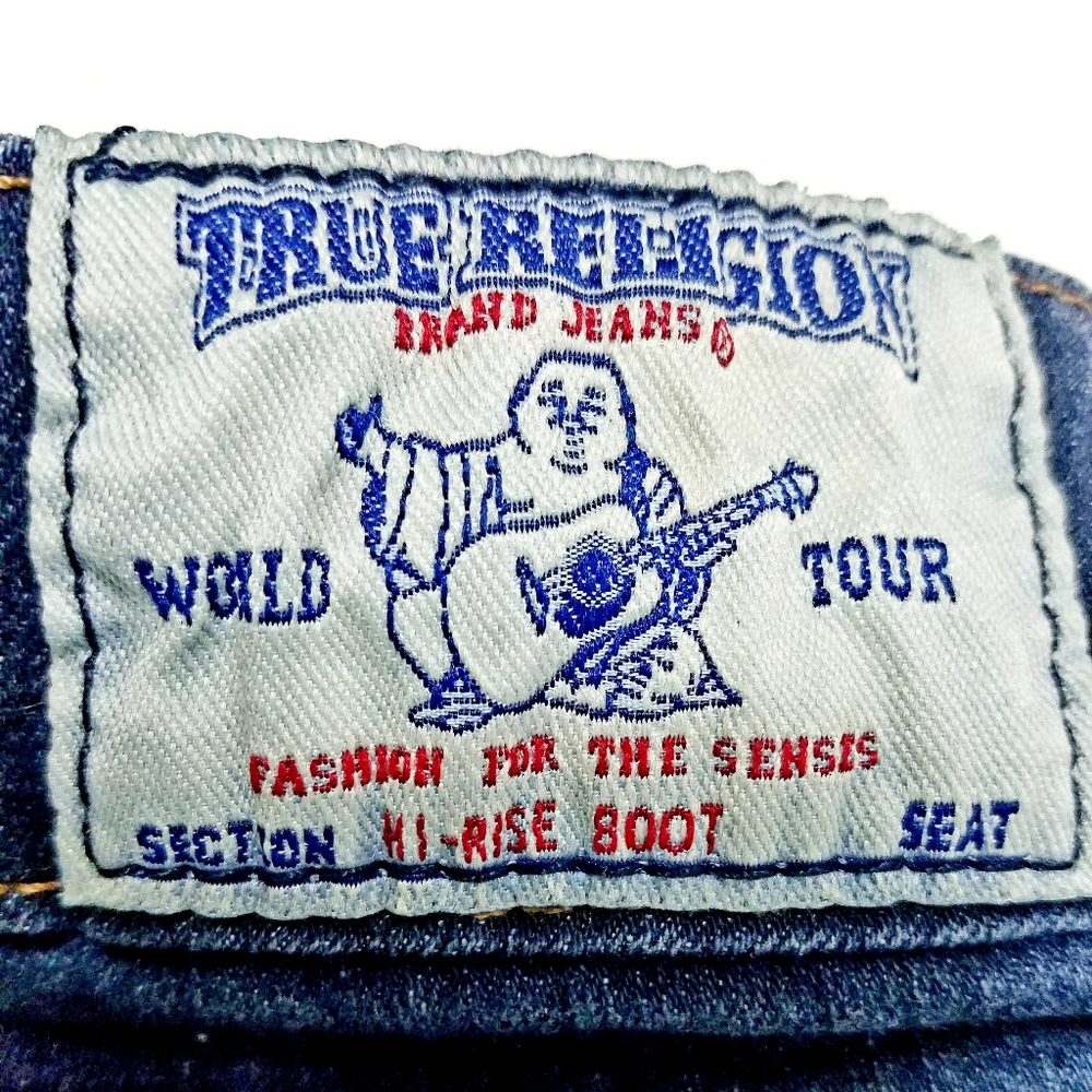 Vintage Y2k True Religion USA Womens Hi Rise Boot Cut Classic Blue Jeans size 28 - Picture 8 of 11